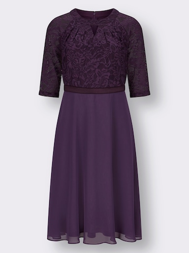 Spitzenkleid mit weitem Rockteil - traube