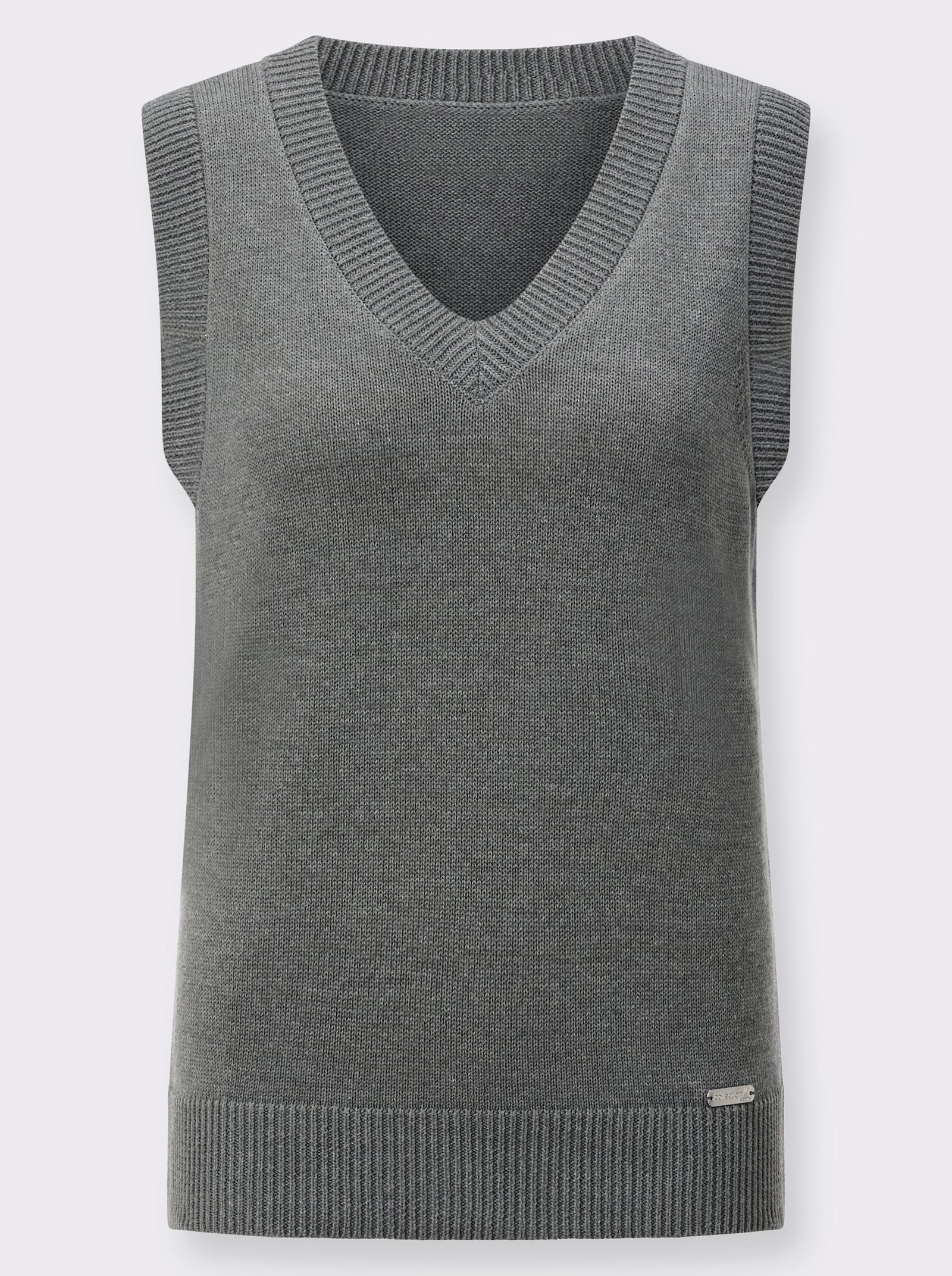 Pullunder mit Ripp-Abschlüssen - grau-meliert