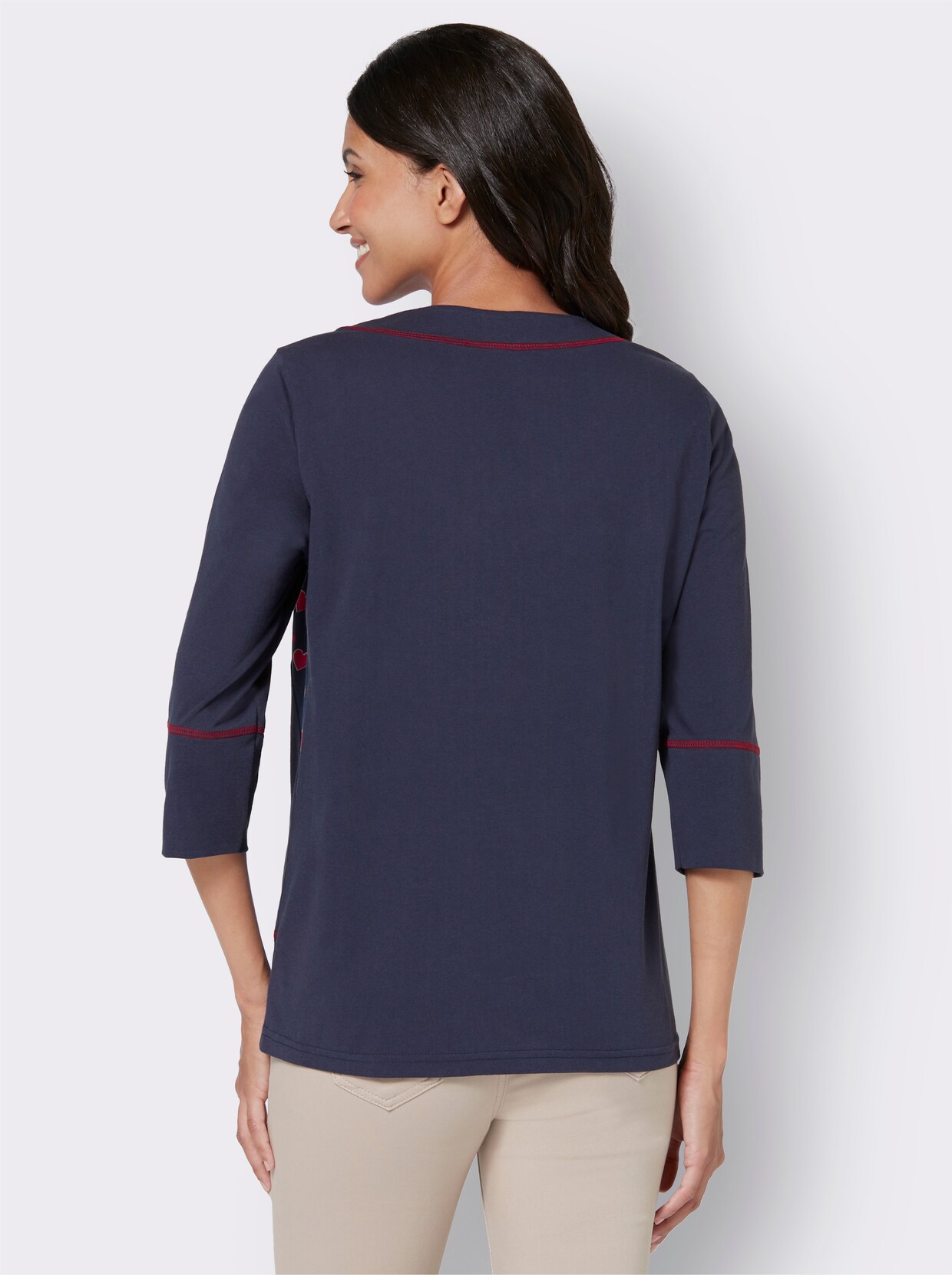 Shirt met 3/4-mouw - nachtblauw geprint