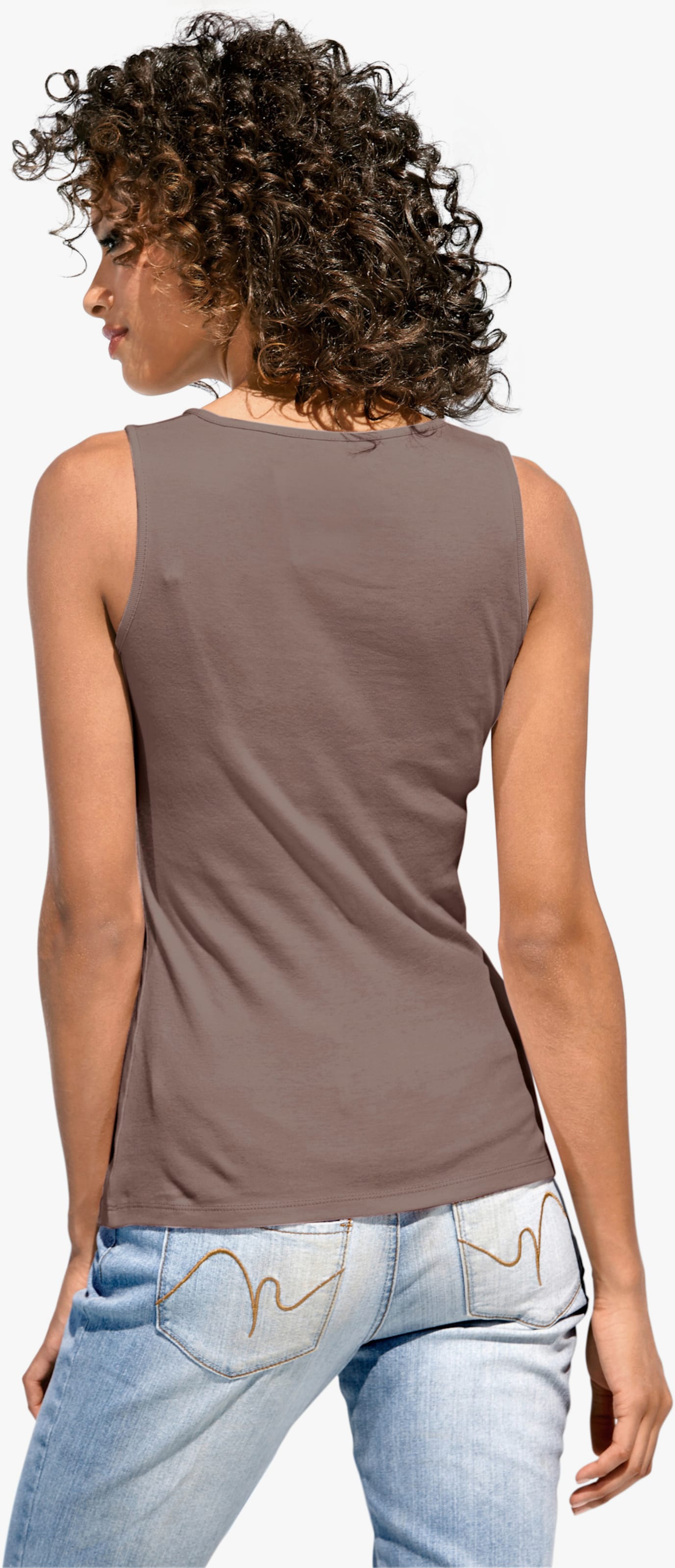 heine Shirttop met vierkante hals - taupe