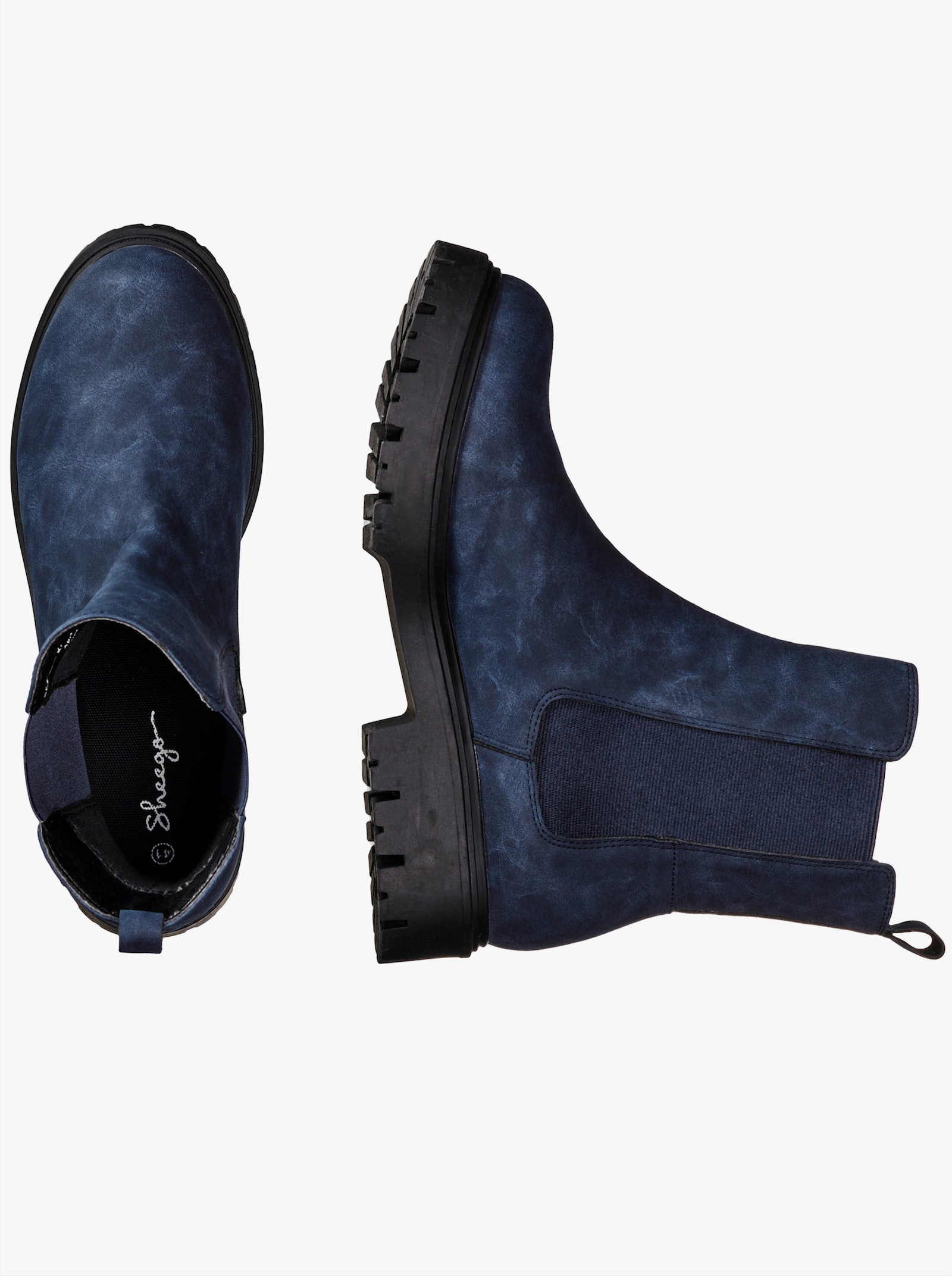 sheego Ankleboots aus Velourslederimitat - blau