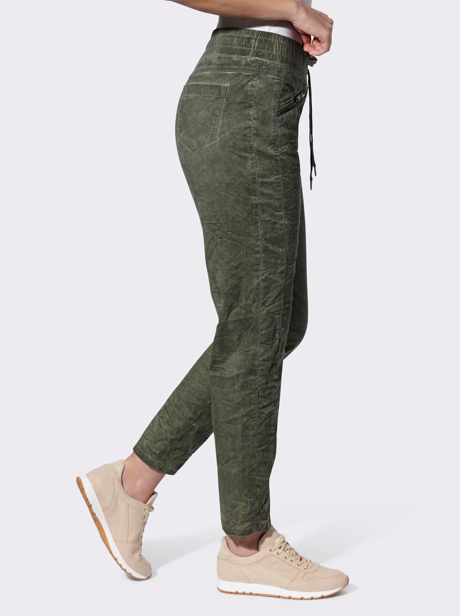 heine Schlupfhose aus Crinkle-Ware - khaki