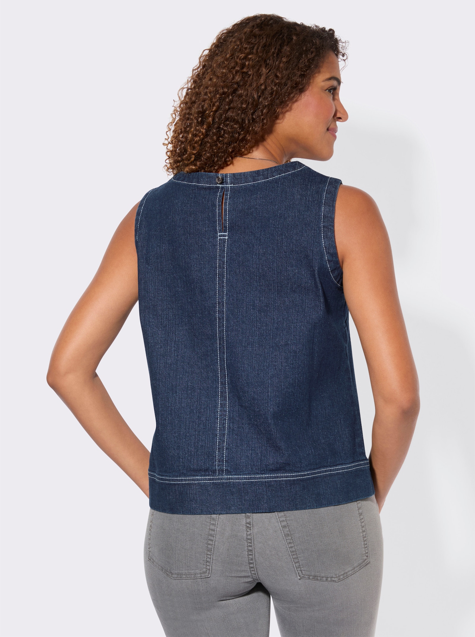 Jeanstop mit Knopfverschluss hinten - blue-stone-washed