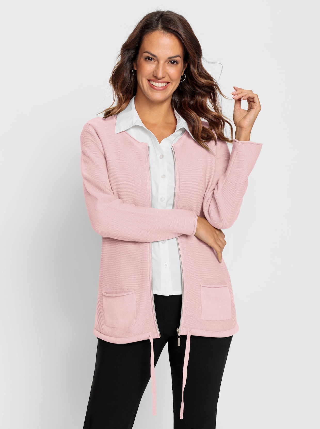 Pletený kabátek - světle růžová