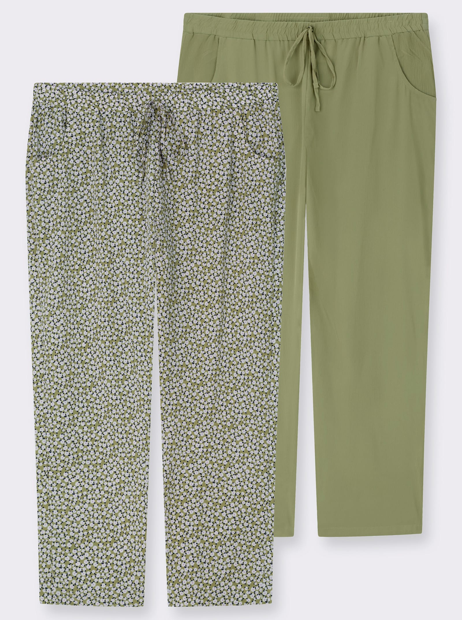 Schlupfhose im Doppelpack - schilf + schilf-weiß-bedruckt