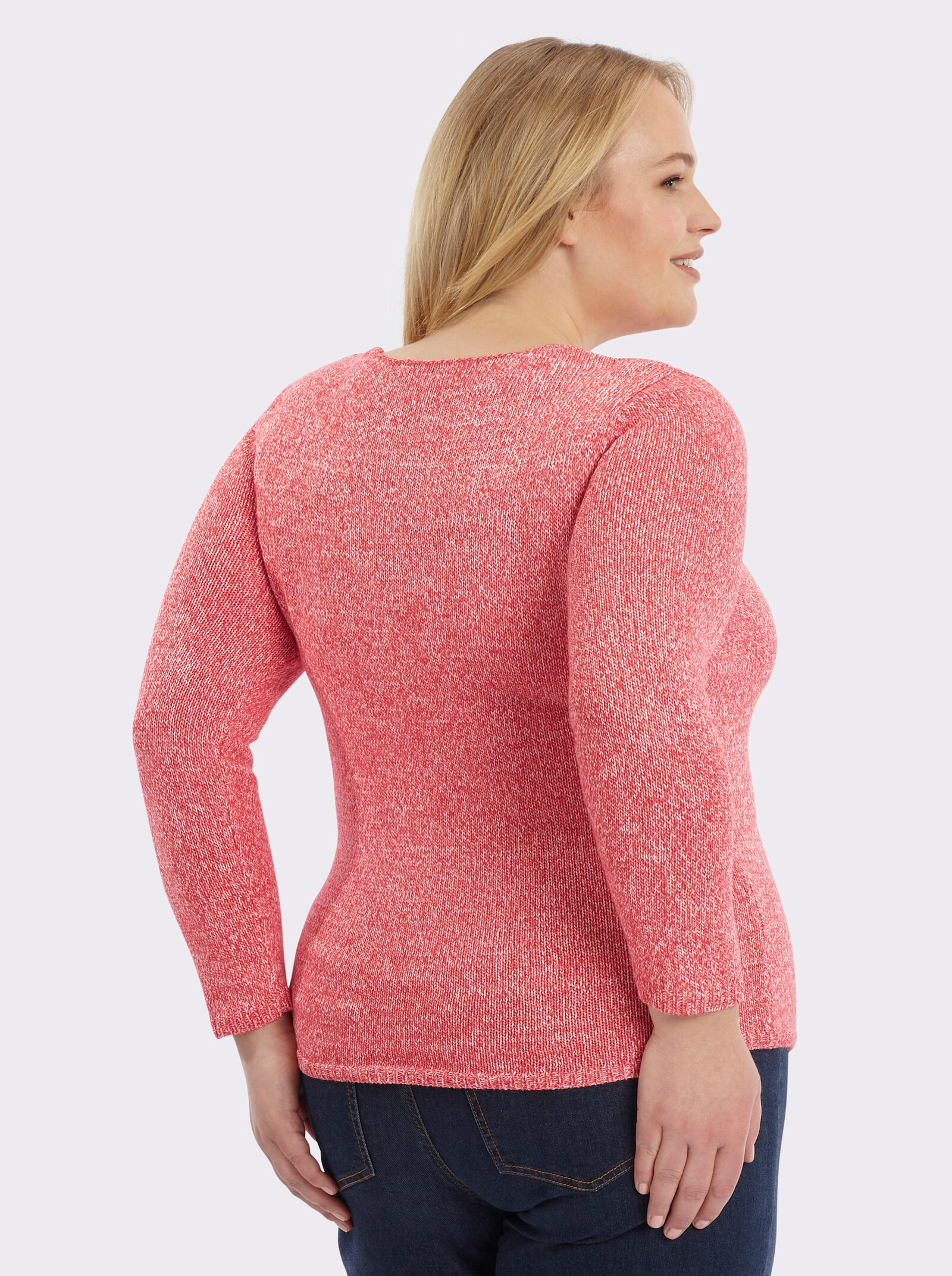 Strickpullover aus Melangegarn - koralle-meliert