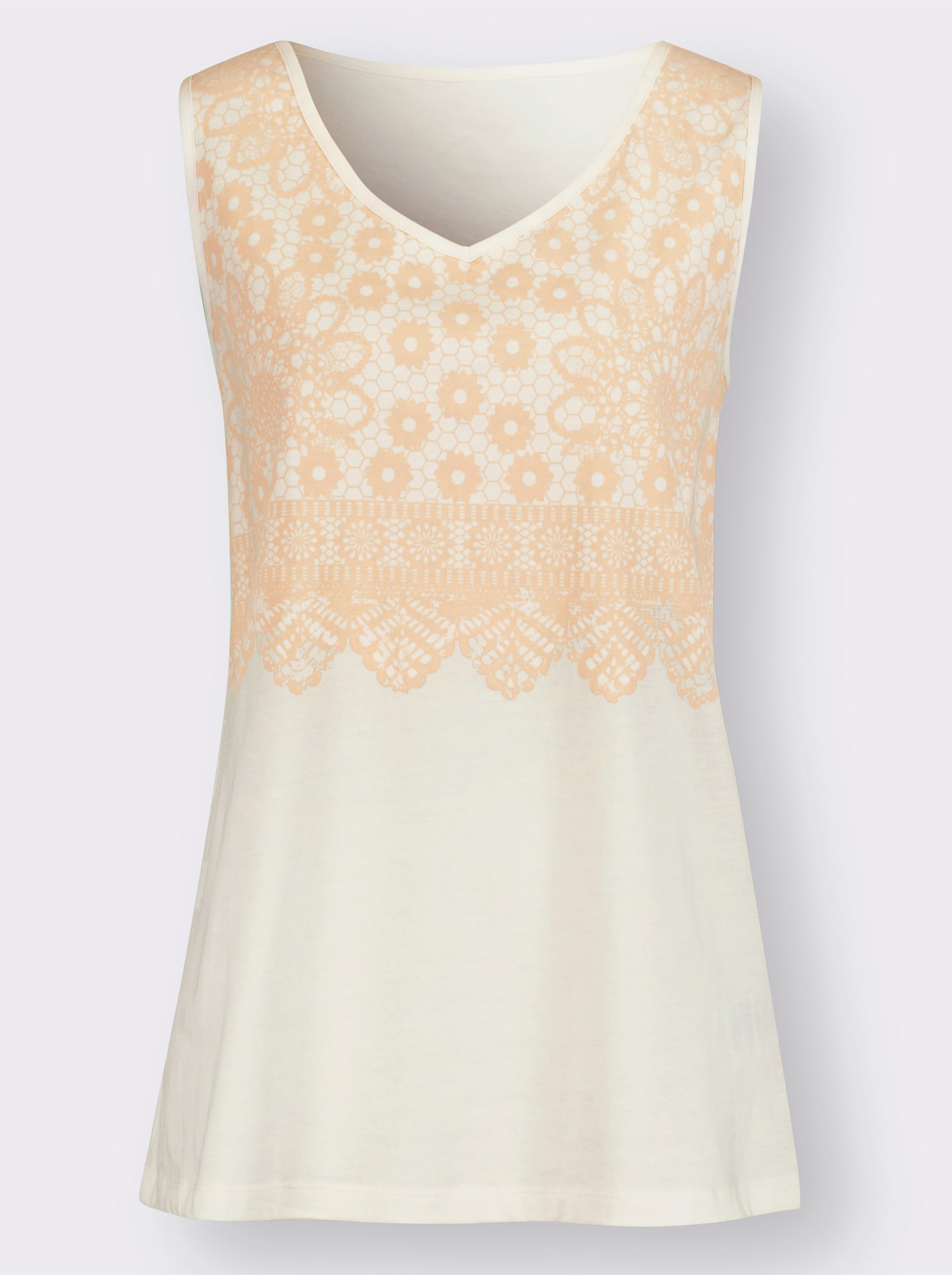 Shirttop im farbharmonischen Druckmuster - ecru-elfenbein