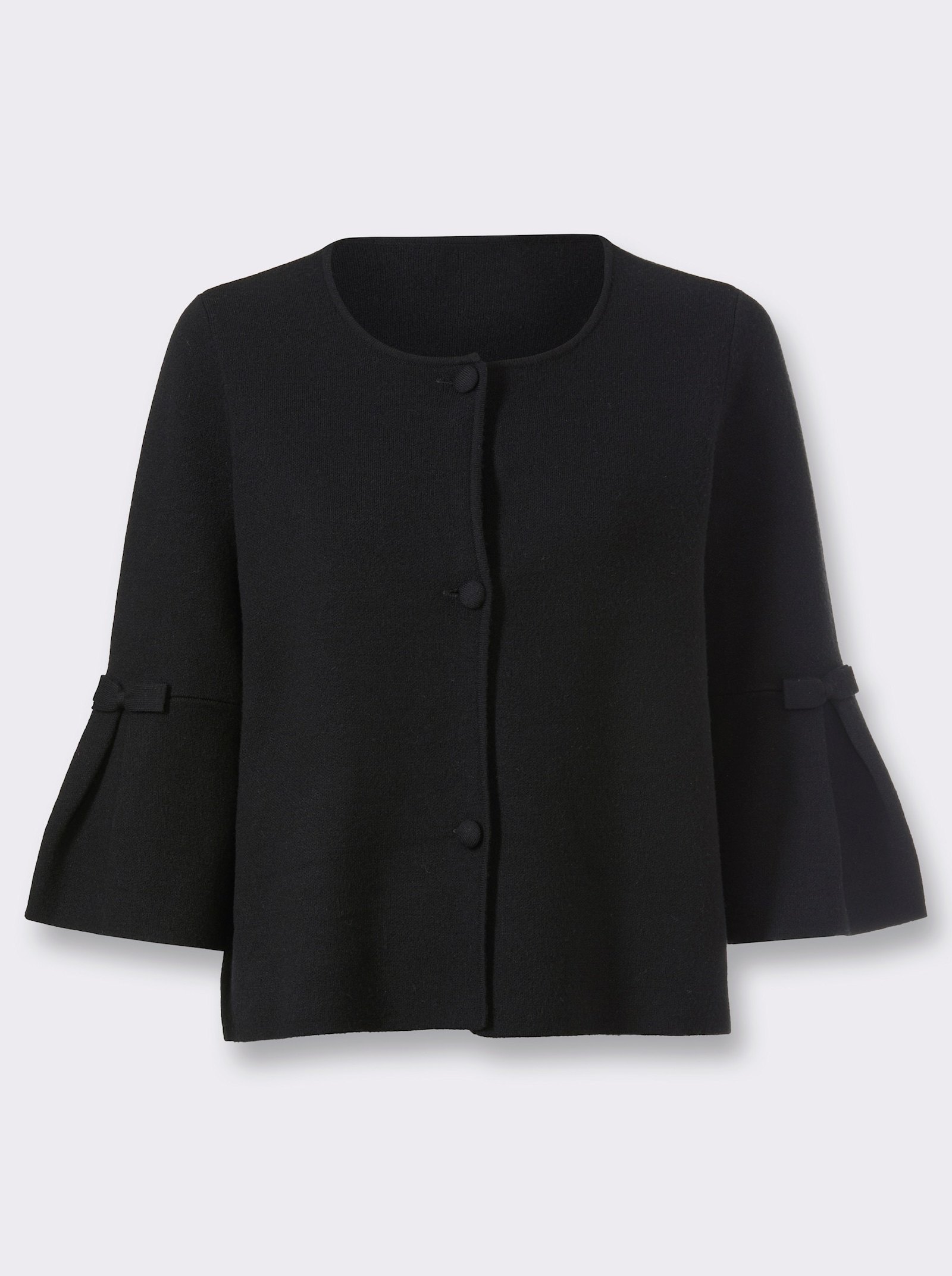 heine Strickjacke mit Trompeten-Ärmeln - schwarz