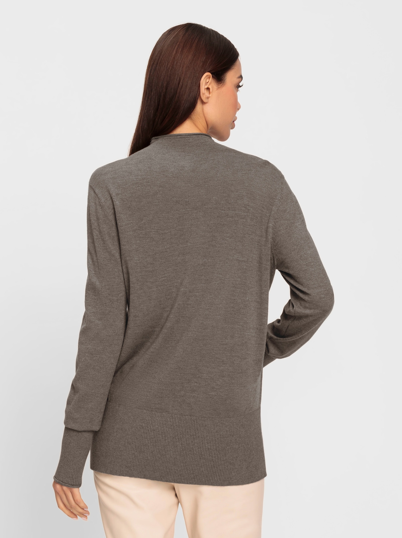 heine Strickpullover mit Stehkragen - taupe-meliert