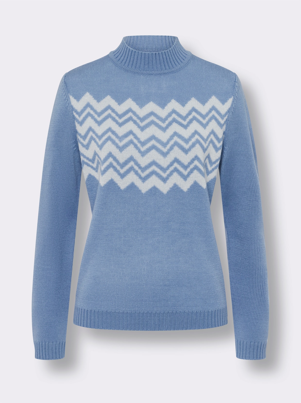 Stehkragenpullover - bleu-ecru