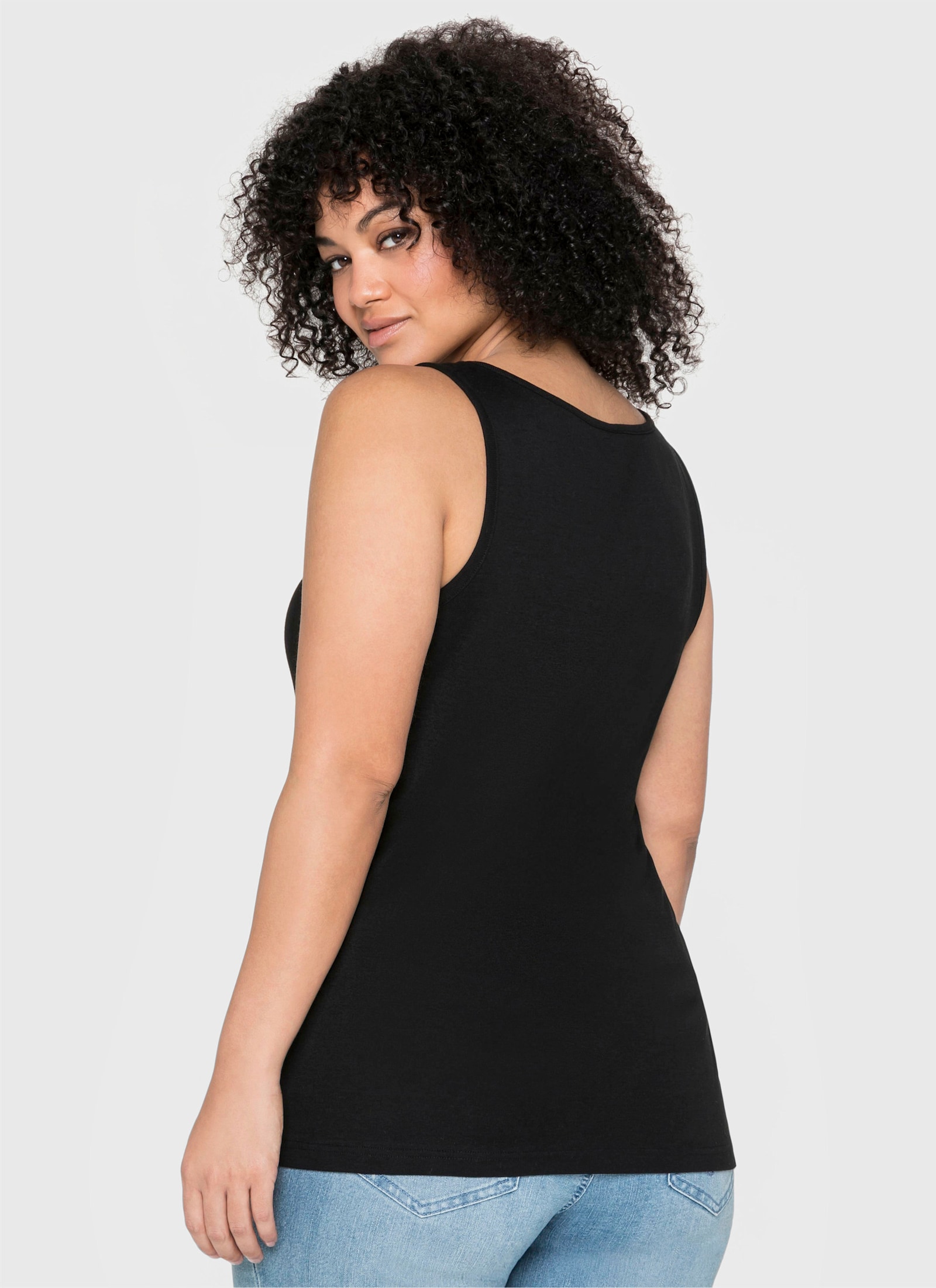 sheego Tanktop in Rippqualität - schwarz