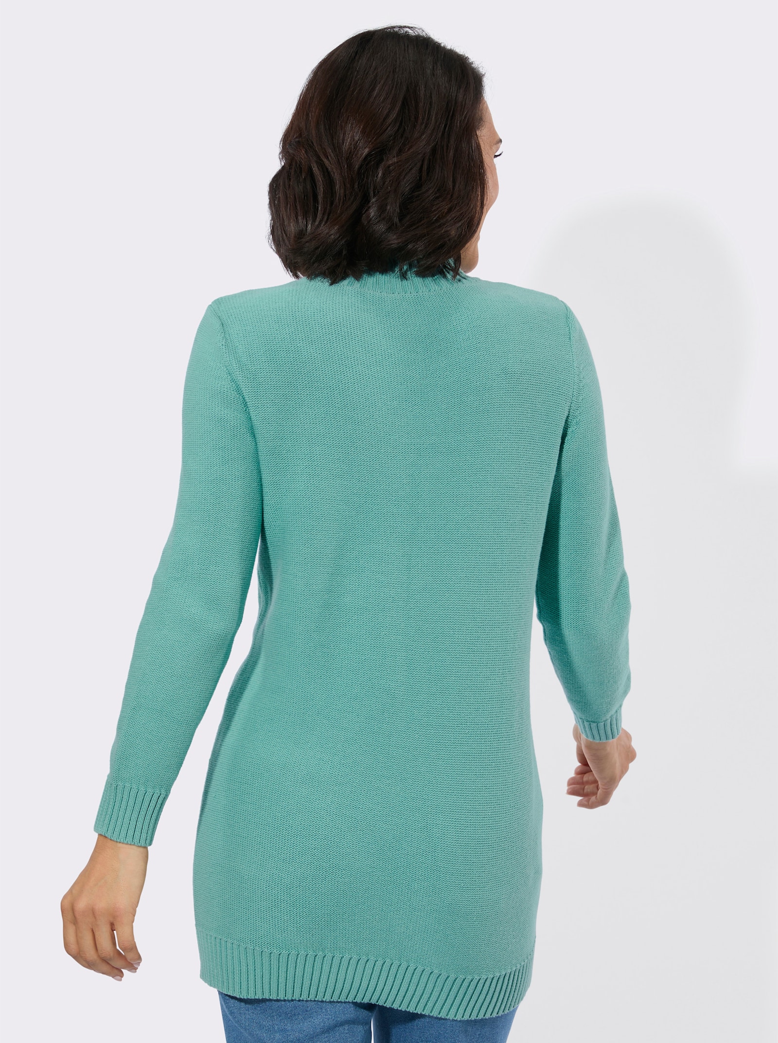 Longpullover mit Zopf-Struktur-Muster - salbei