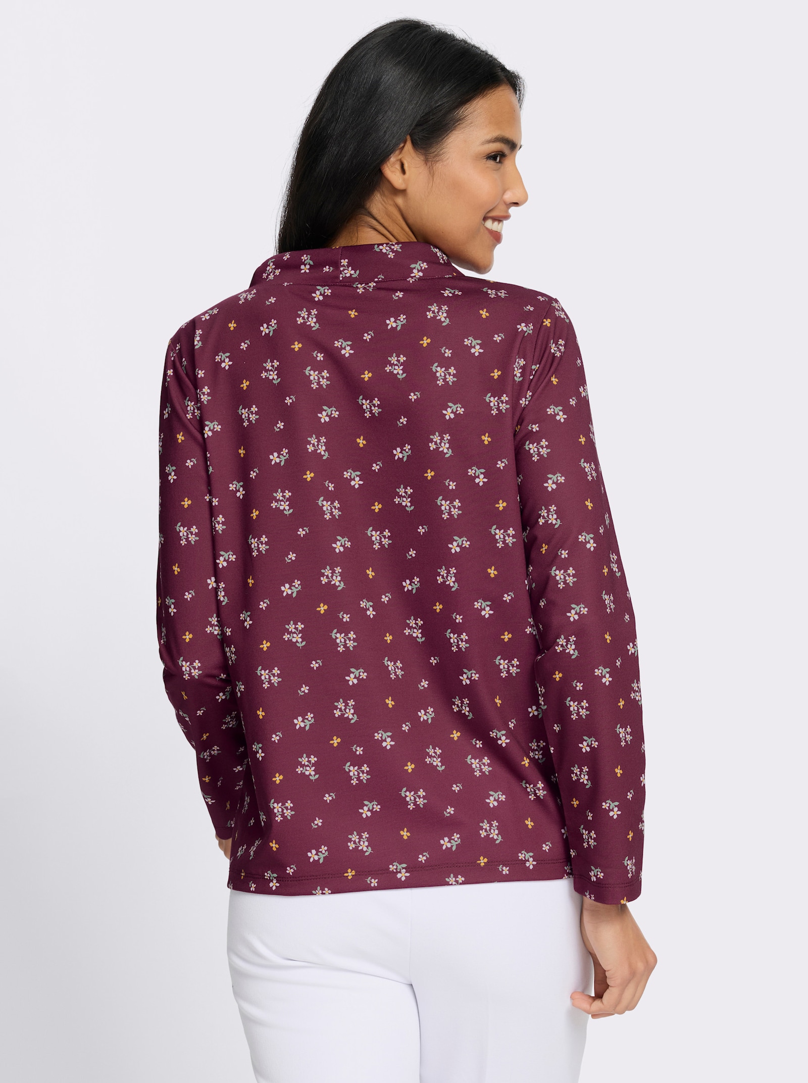 Sweatshirt im floralen Dessin - bordeaux-ecru-bedruckt