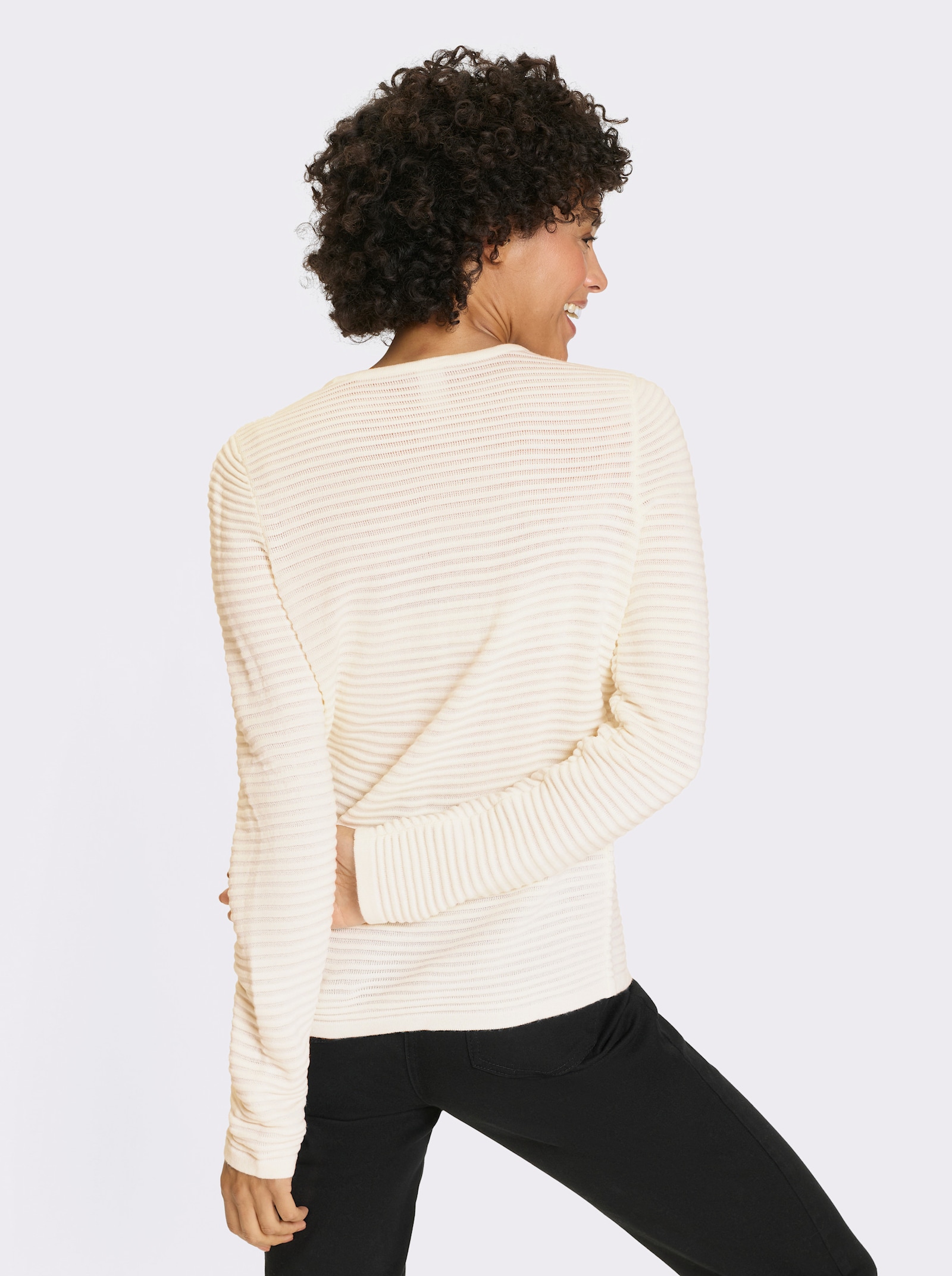 Svetr s dlouhým rukávem s žebrováním - ecru