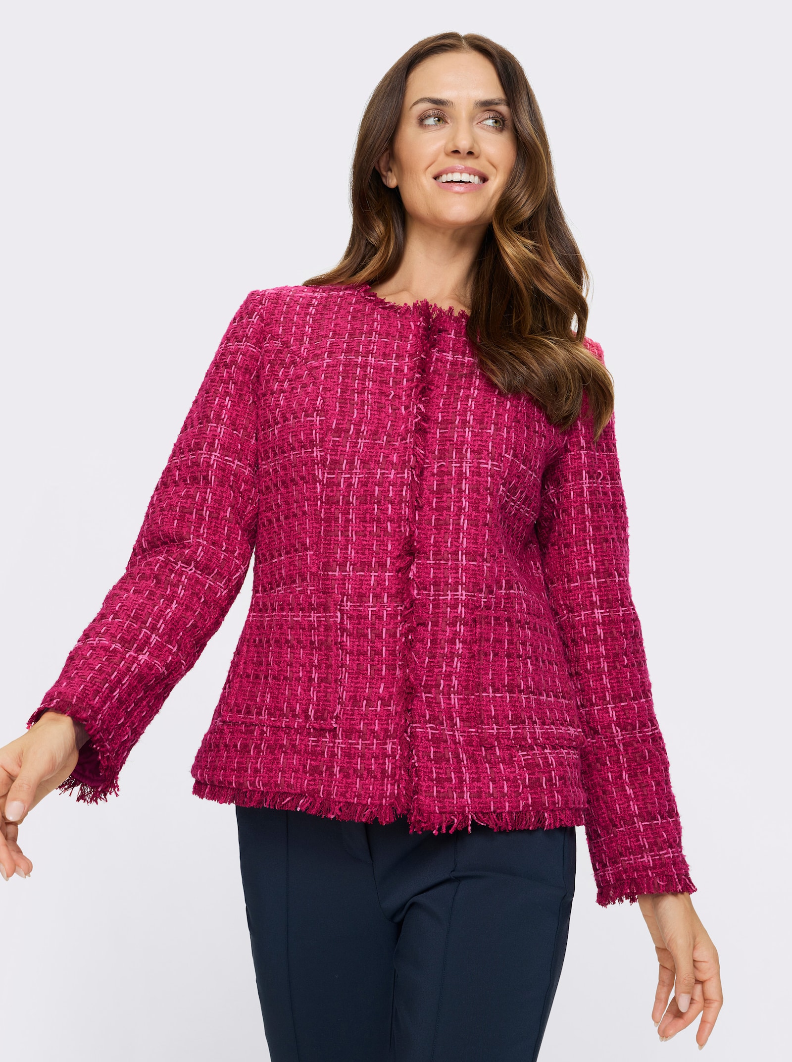 heine Blazer in Bouclé-Qualität - fuchsia-kirsche-meliert