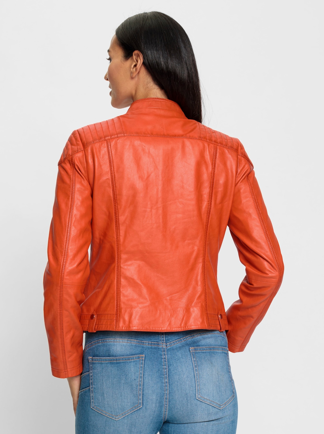 heine Veste en cuir - orange