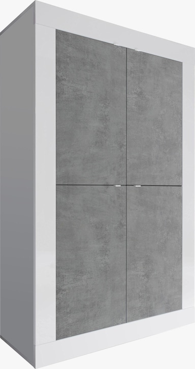 INOSIGN Highboard - weiß hochglanz lack/beton-optik