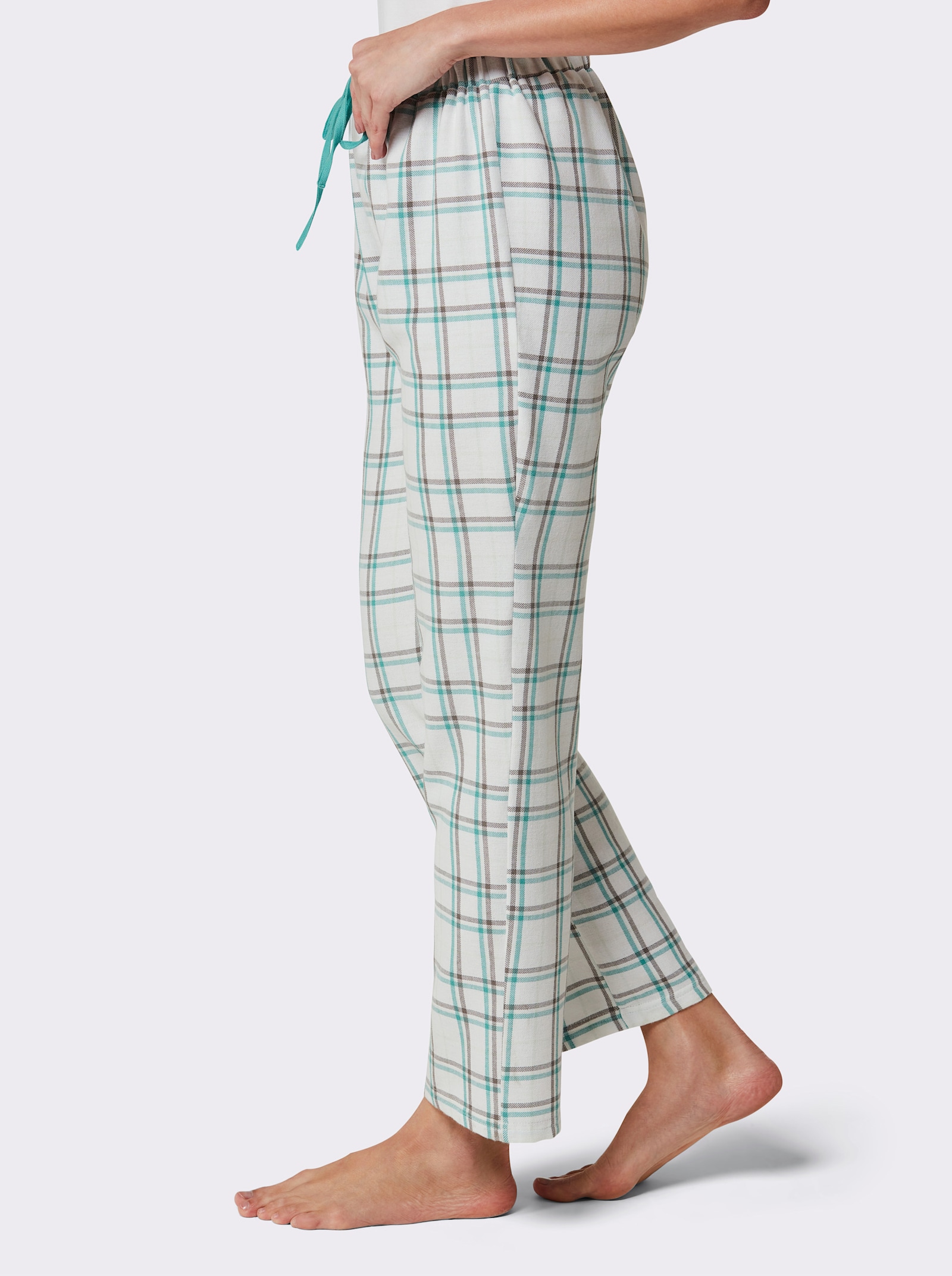 wäschepur Pyjama-Broek - ecru/salie geruit