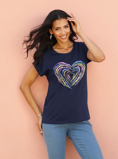 Kurzarmshirt - marine-orchidee