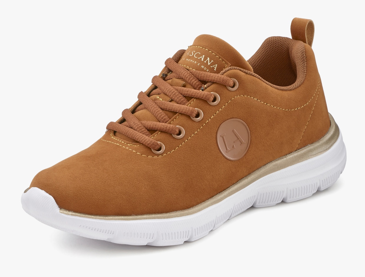 LASCANA Sneaker - camelkleurig/goudkleurig