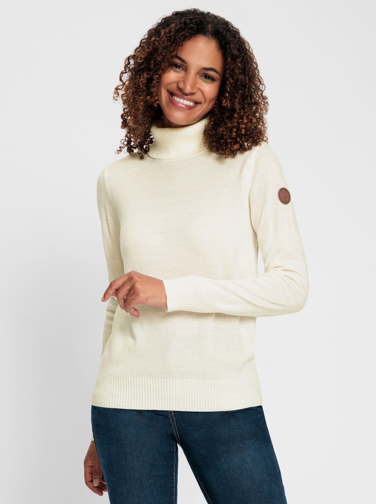 Rollkragenpullover in pflegeleichter Qualität - ecru