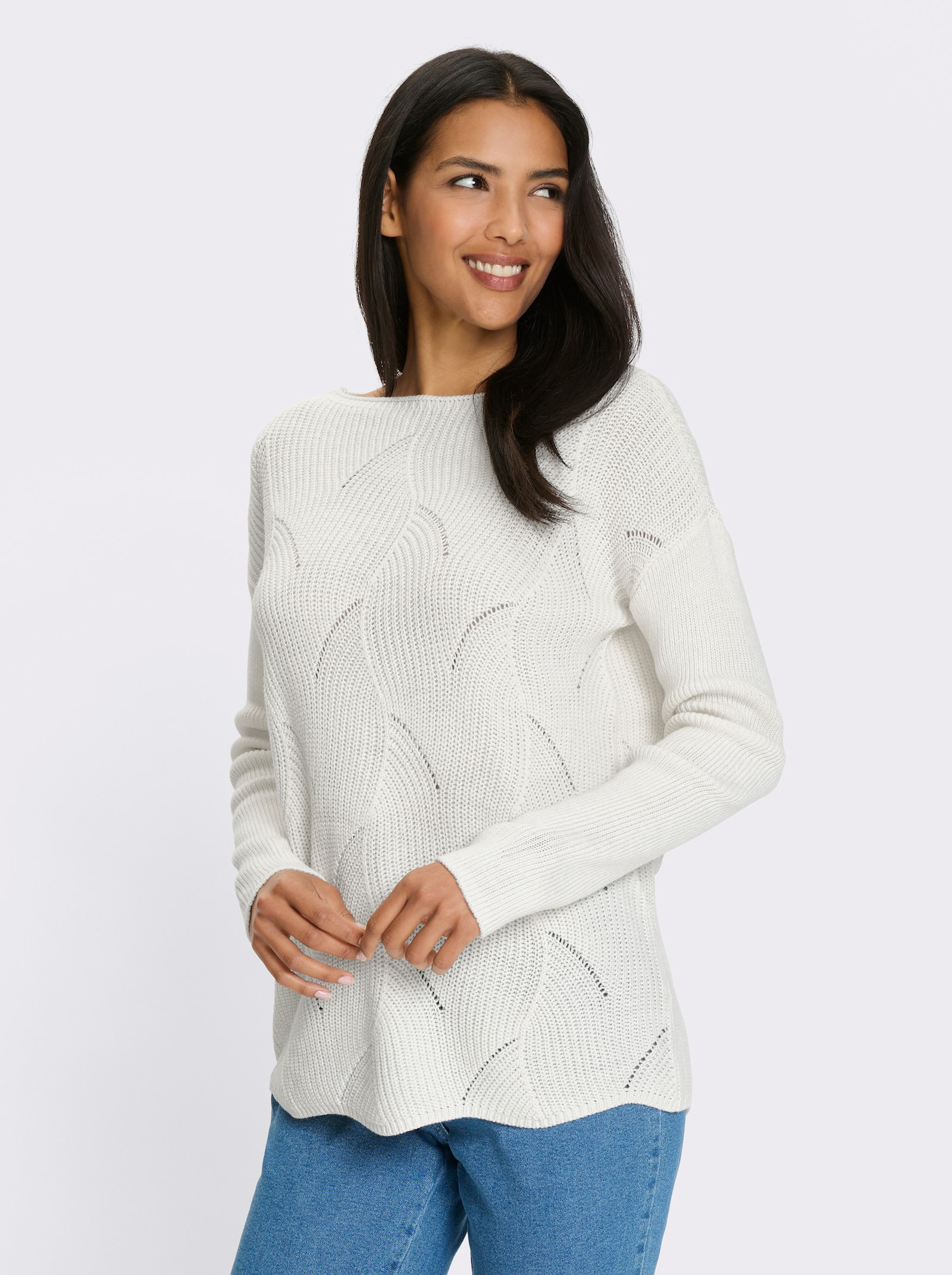 Pullover met boothals - ecru