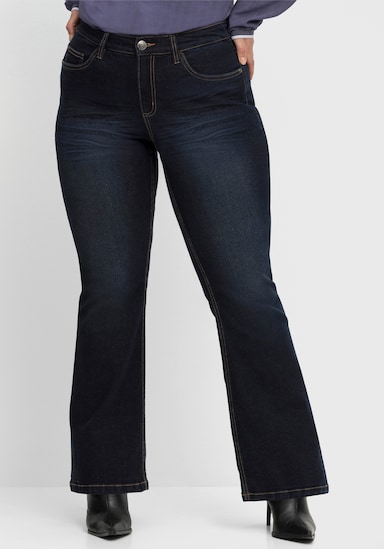 sheego Bootcut-Jeans mit 3D-Catfaces - dark blue denim