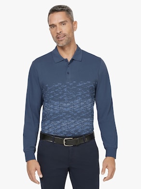 Poloshirt - jeansblau-bedruckt