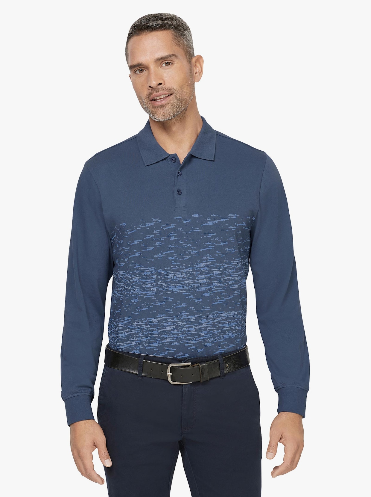 Poloshirt - jeansblau-bedruckt