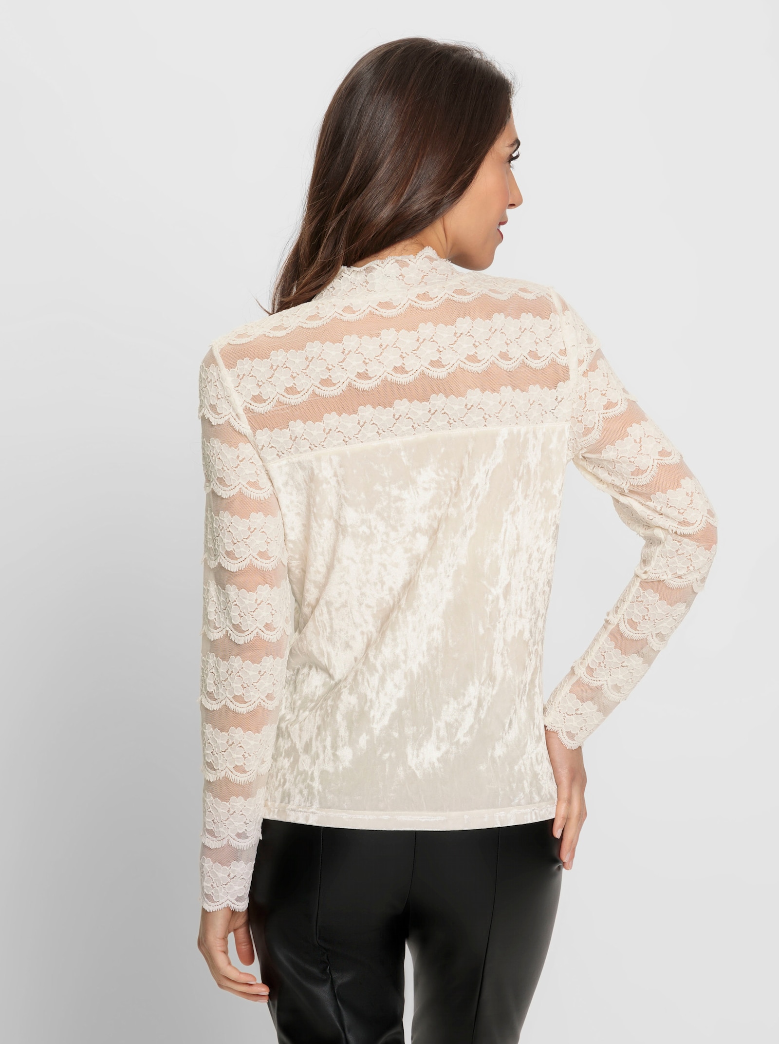 heine T-shirt effet velours - couleur ivoire