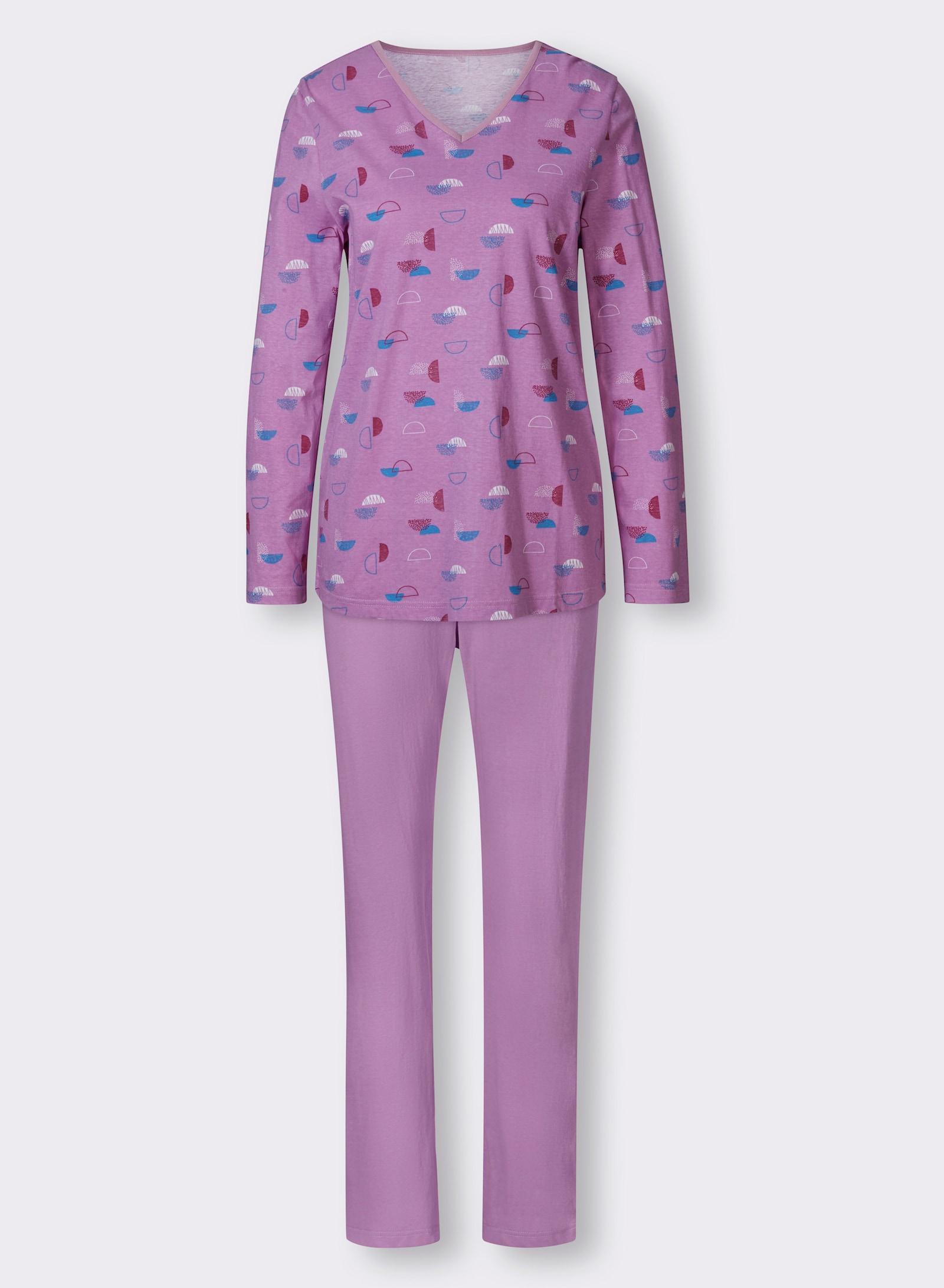 wäschepur Schlafanzug mit grafischem Print - orchidee-ecru-bedruckt