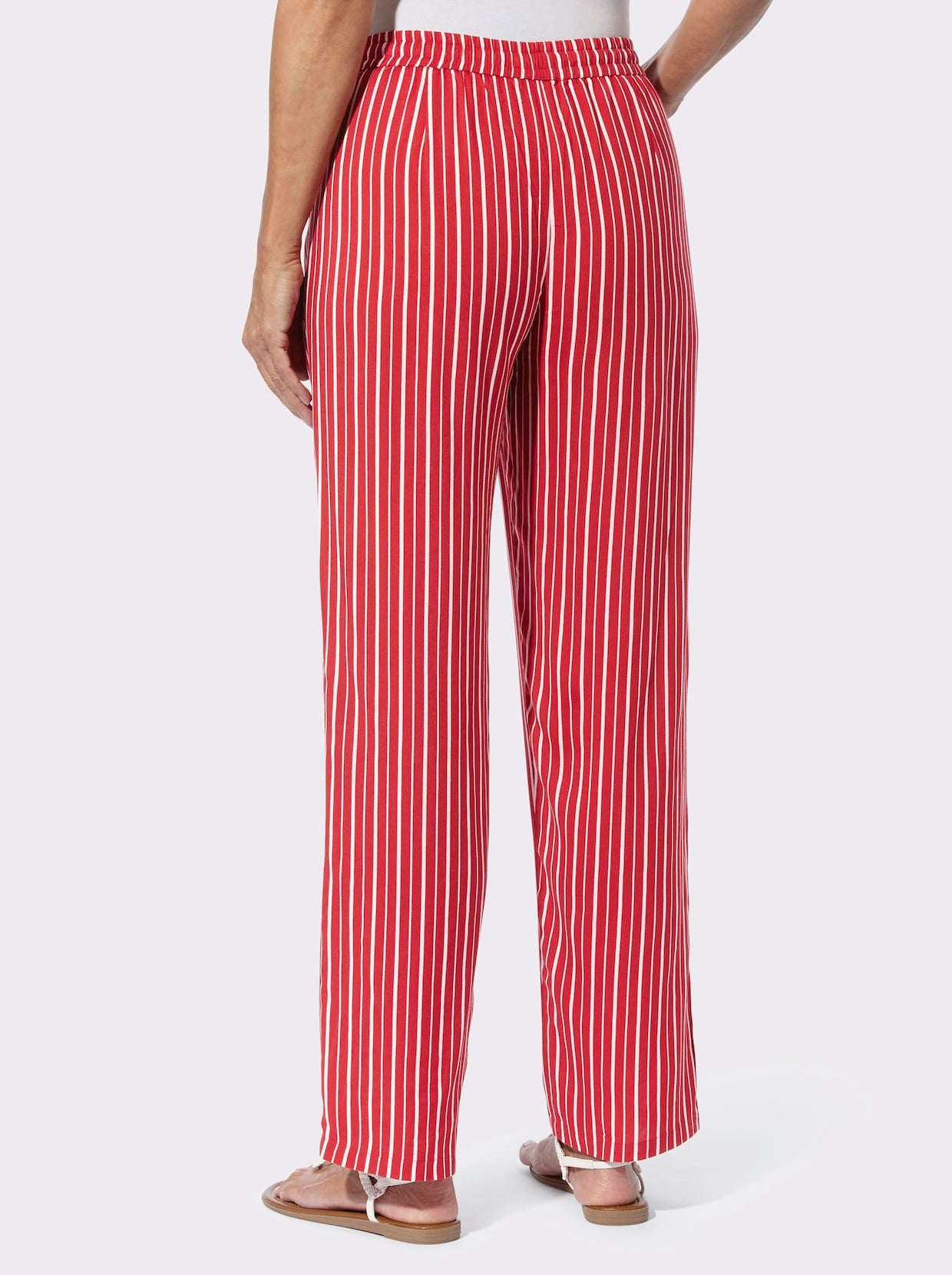 comfortbroek - rood/wit gestreept