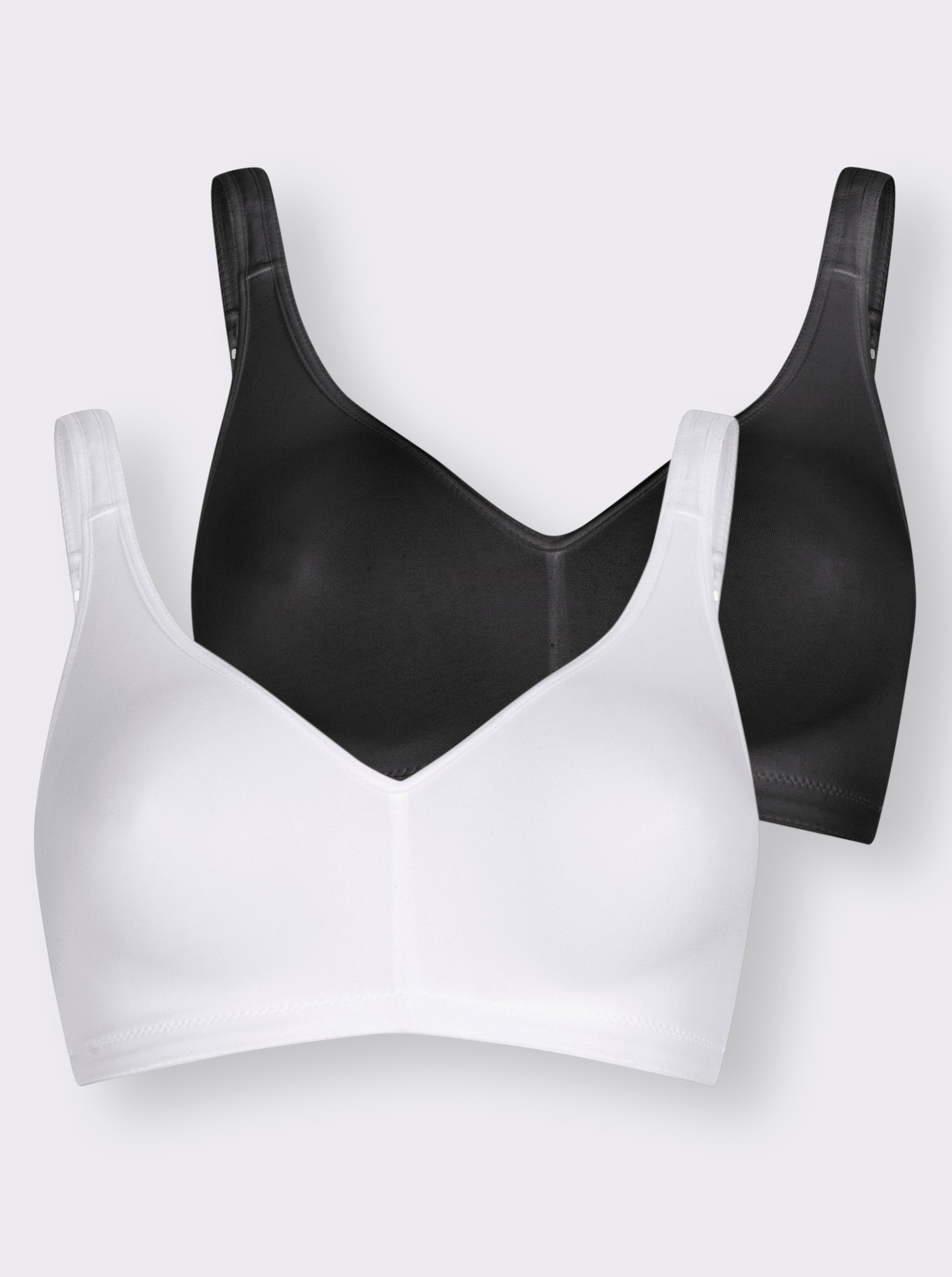Naturana Soutien-gorge confort sans armatures en matière extensible - blanc + noir