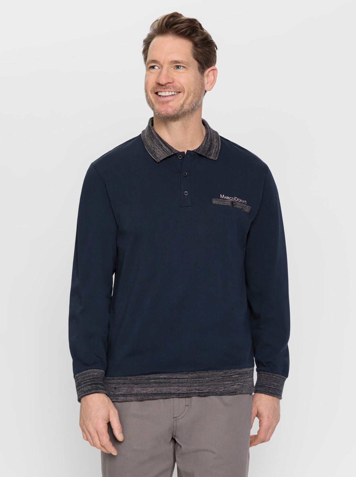 Marco Donati Poloshirt met lange mouwen - marine