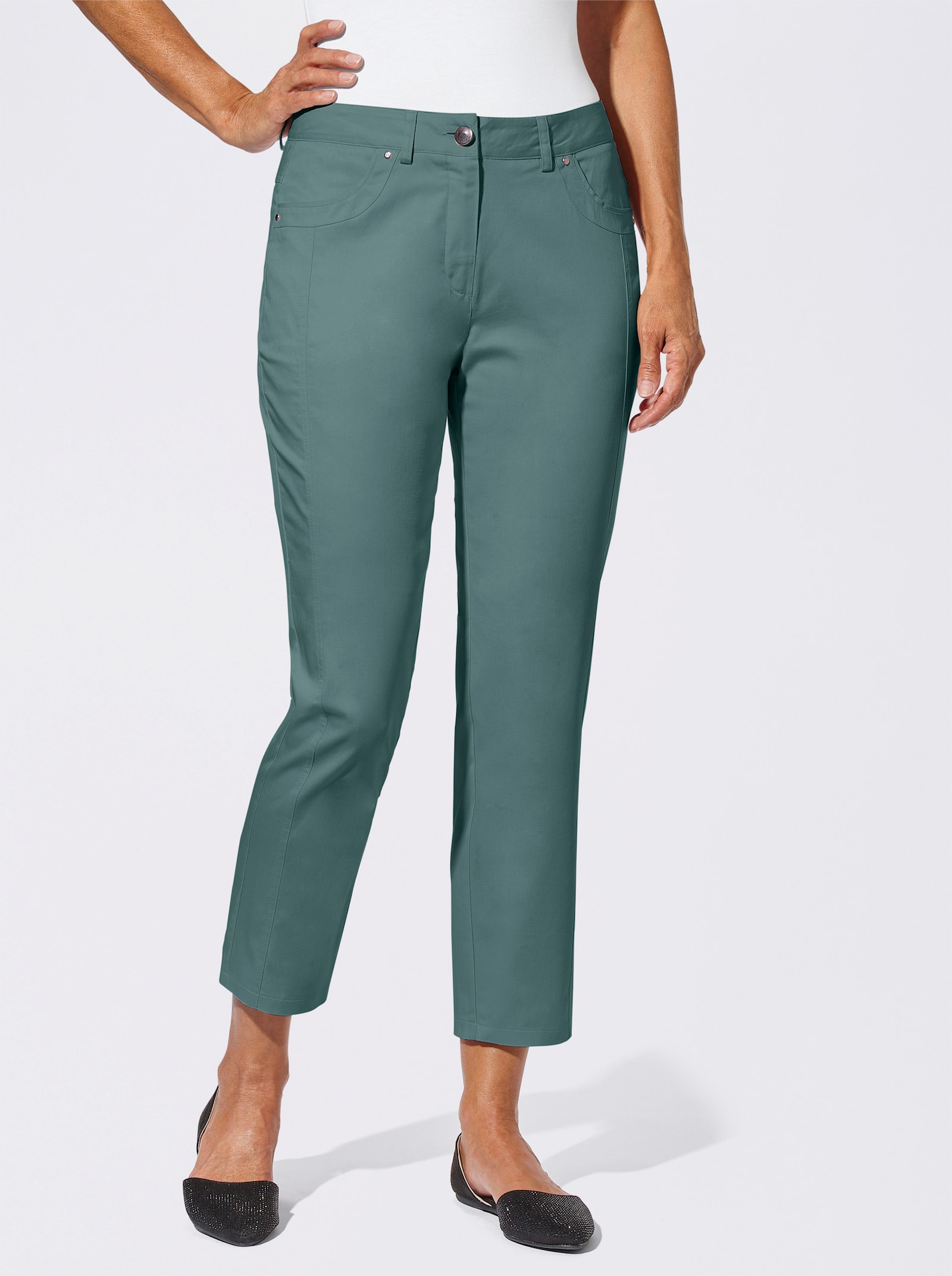 7/8-Jeans mit optisch streckenden Nähten - jadegrün