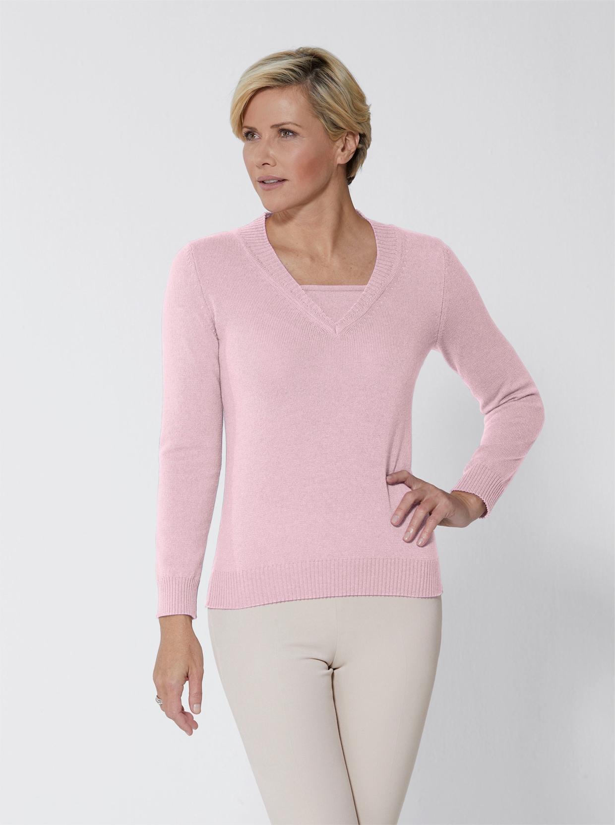 Kaschmirpullover - rosé-meliert