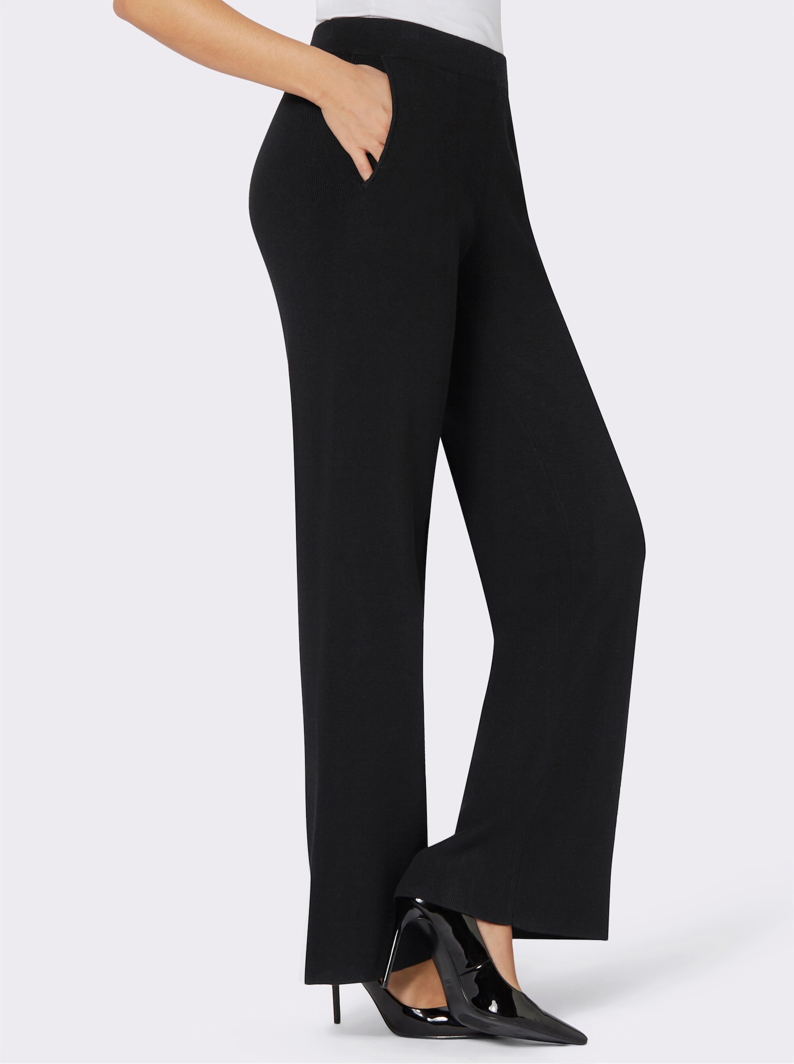 Strickhose mit Schurwoll-Anteil - schwarz