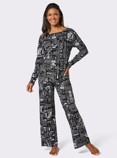 wäschepur Schlafanzug - schwarz-weiß-bedruckt