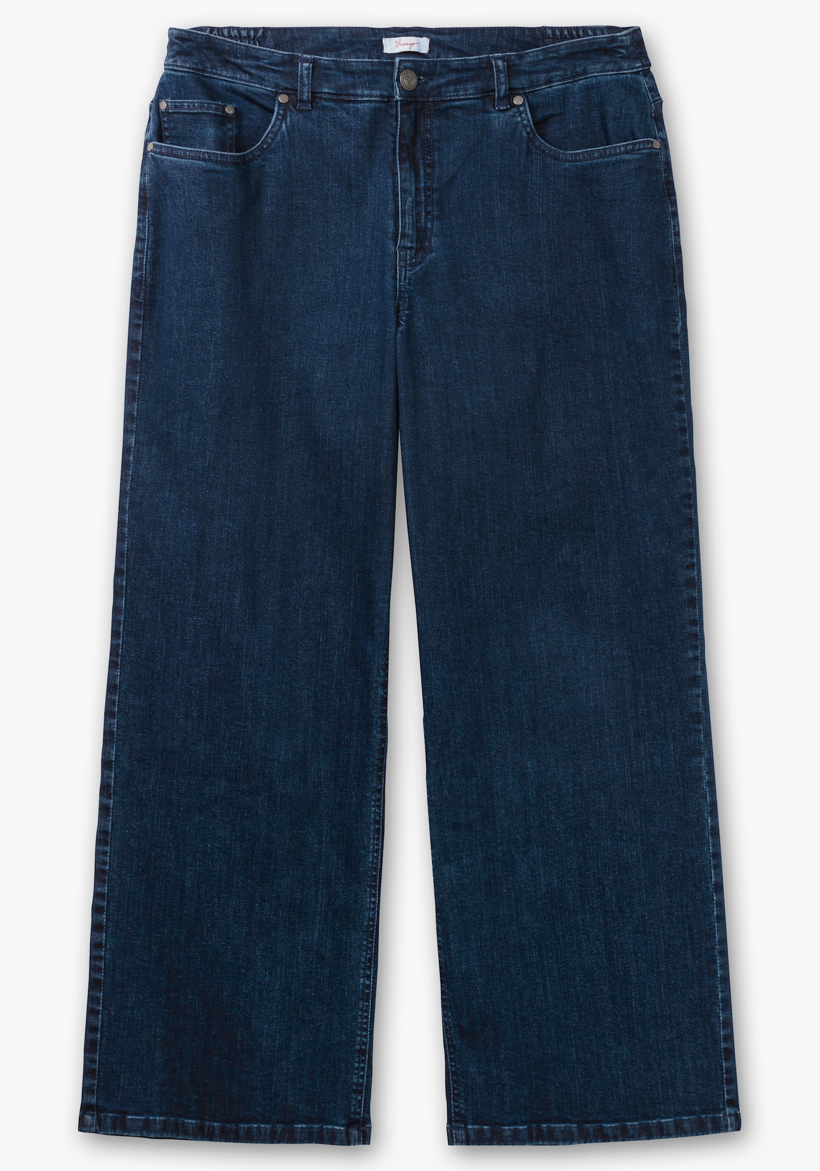 sheego High-waist-Jeans mit durchgehend weitem Bein - dark blue denim