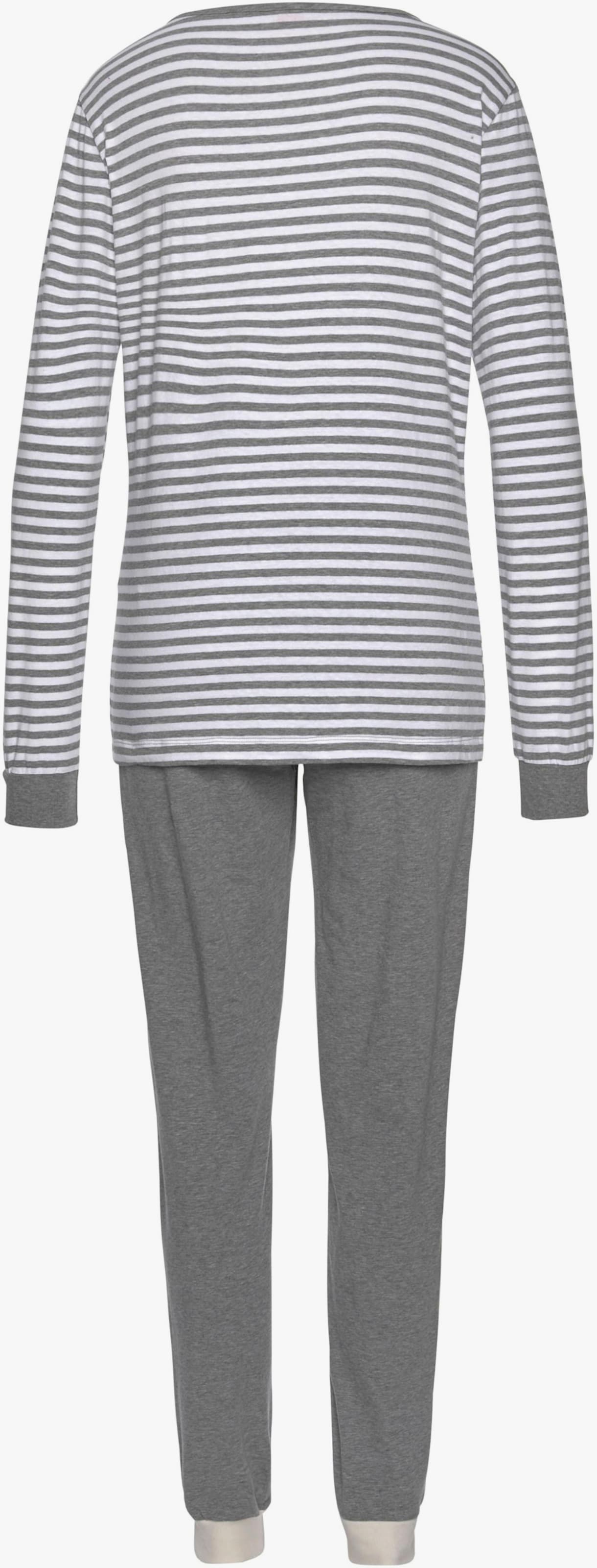 s.Oliver Pyjama - grau-meliert-ecru-gestreift