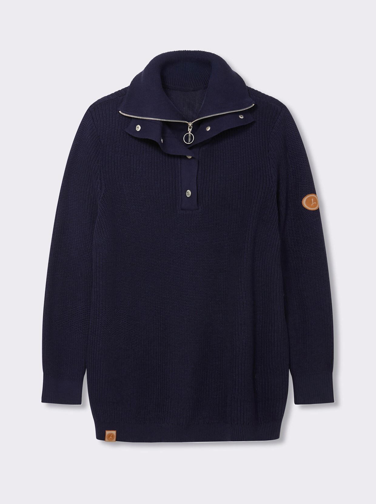 Strickpullover mit Troyerkragen - marine