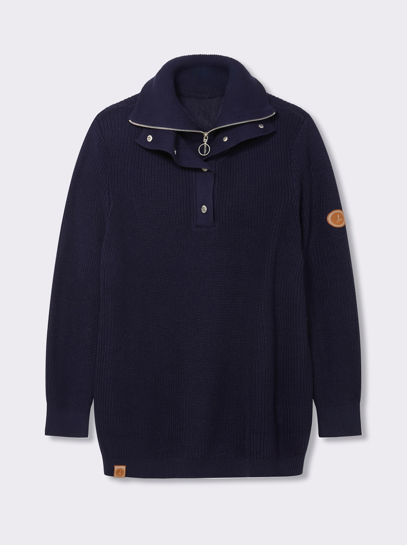 Strickpullover mit Troyerkragen - marine