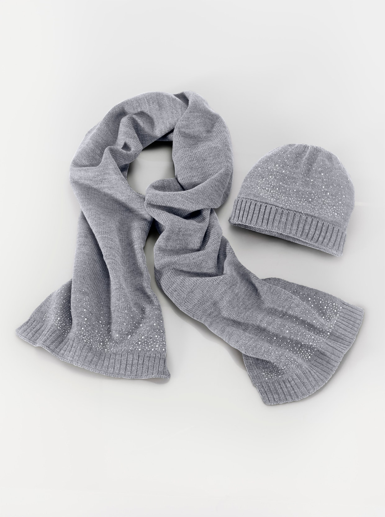 Šál s čiapkou - sivá