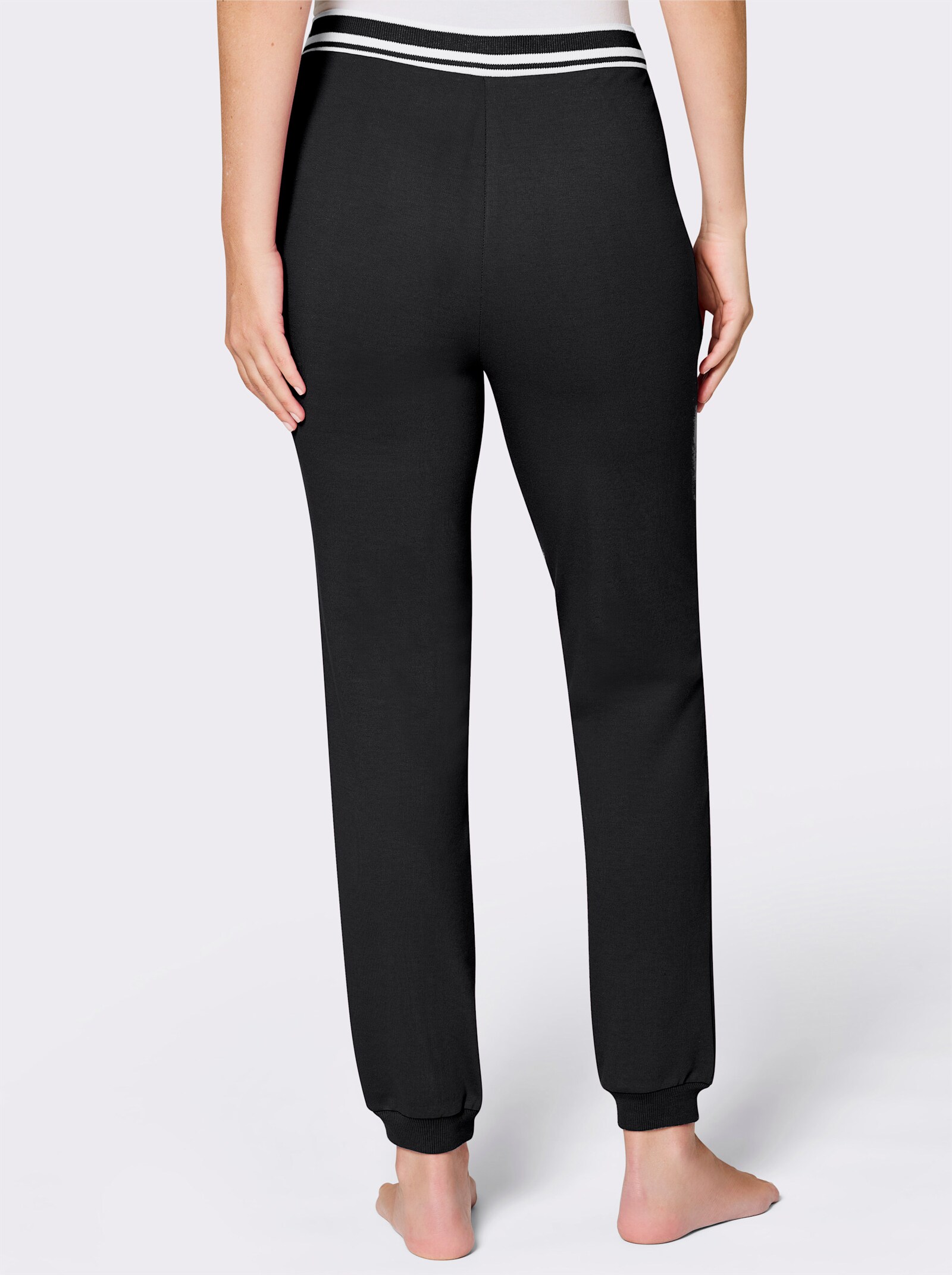 feel good Dehnbund-Hose aus Sweatware - schwarz-weiß