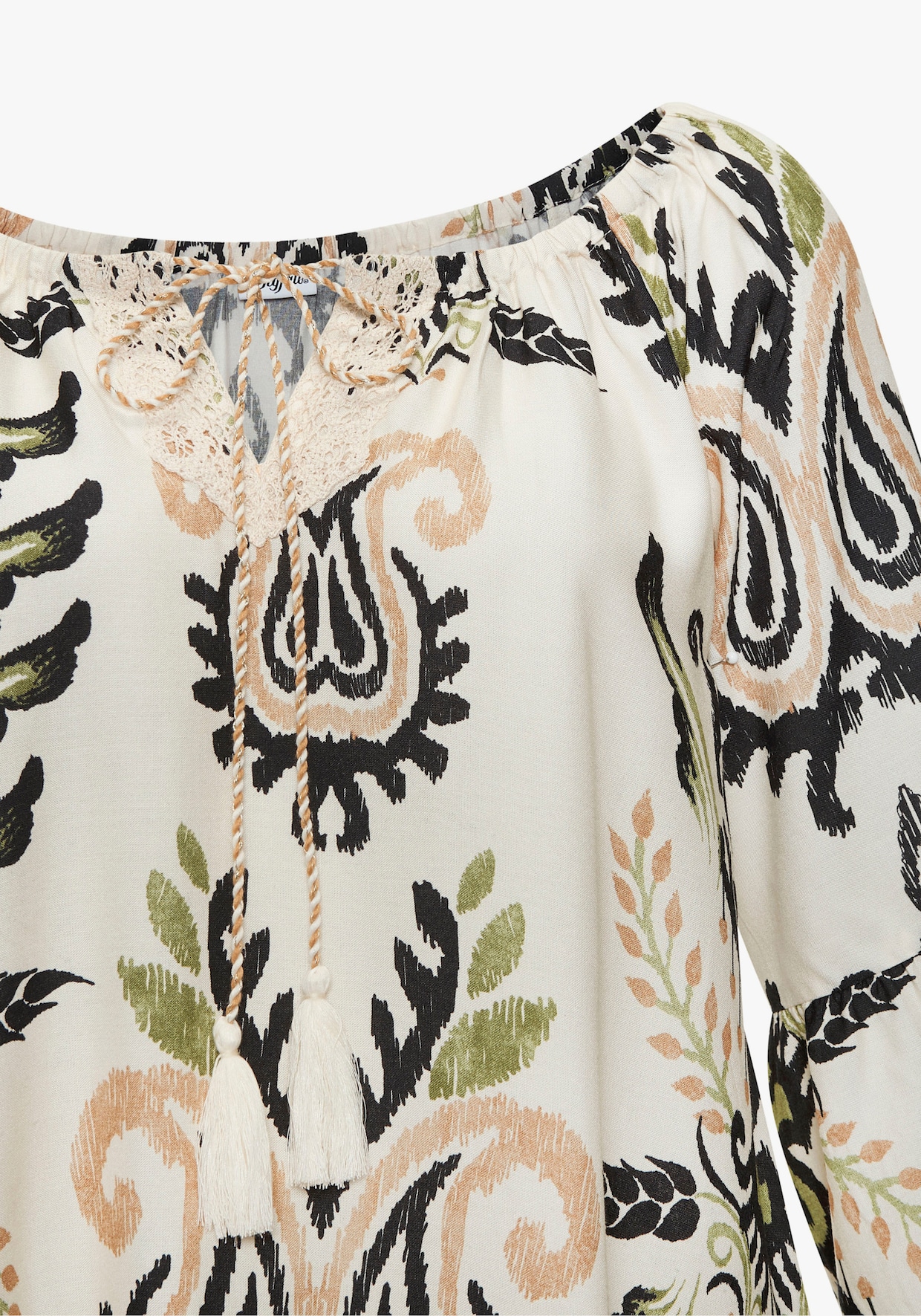Buffalo Carmenbluse - sand-khaki bedruckt