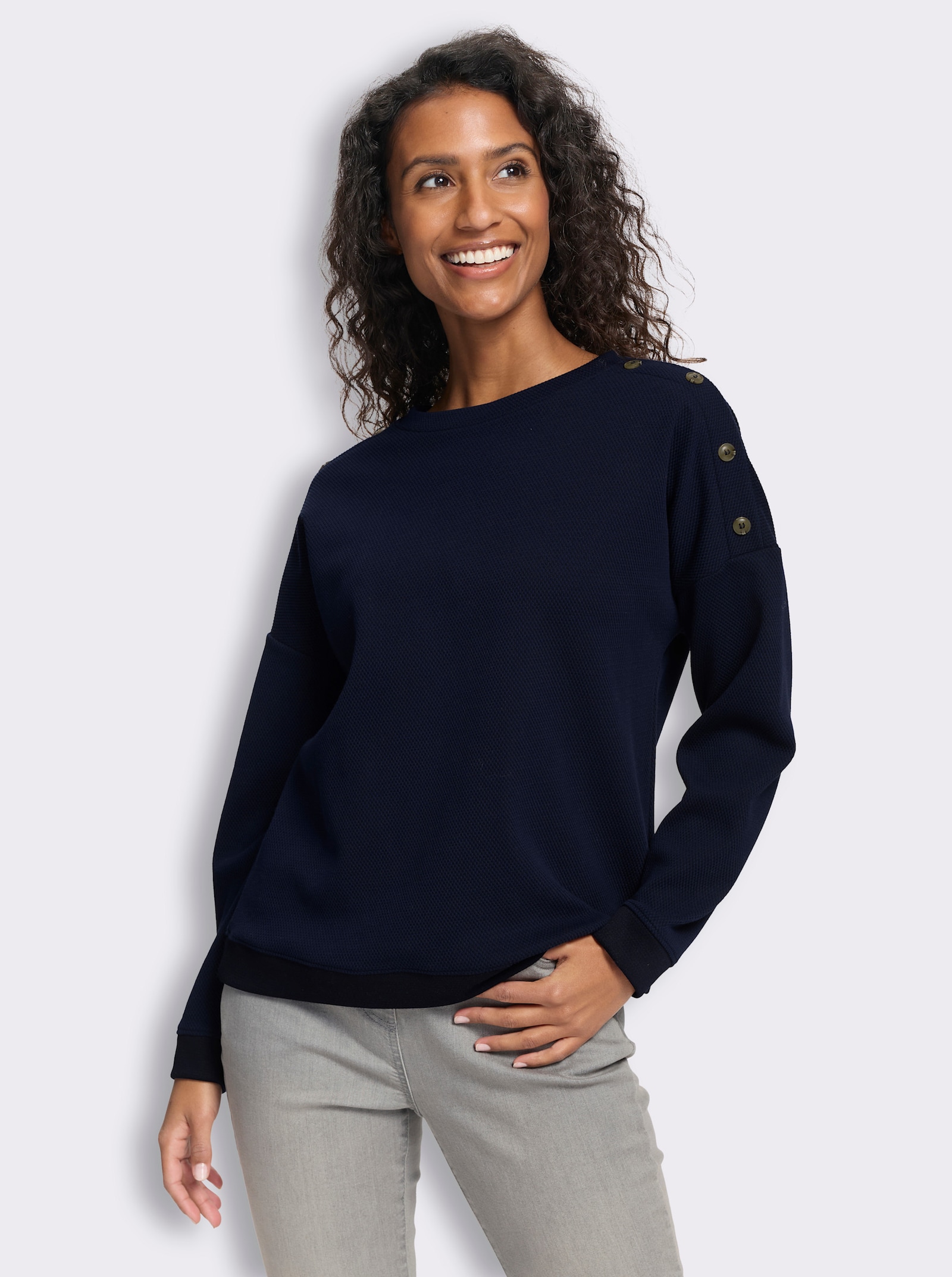heine Langarmshirt mit Waffelstruktur - marine