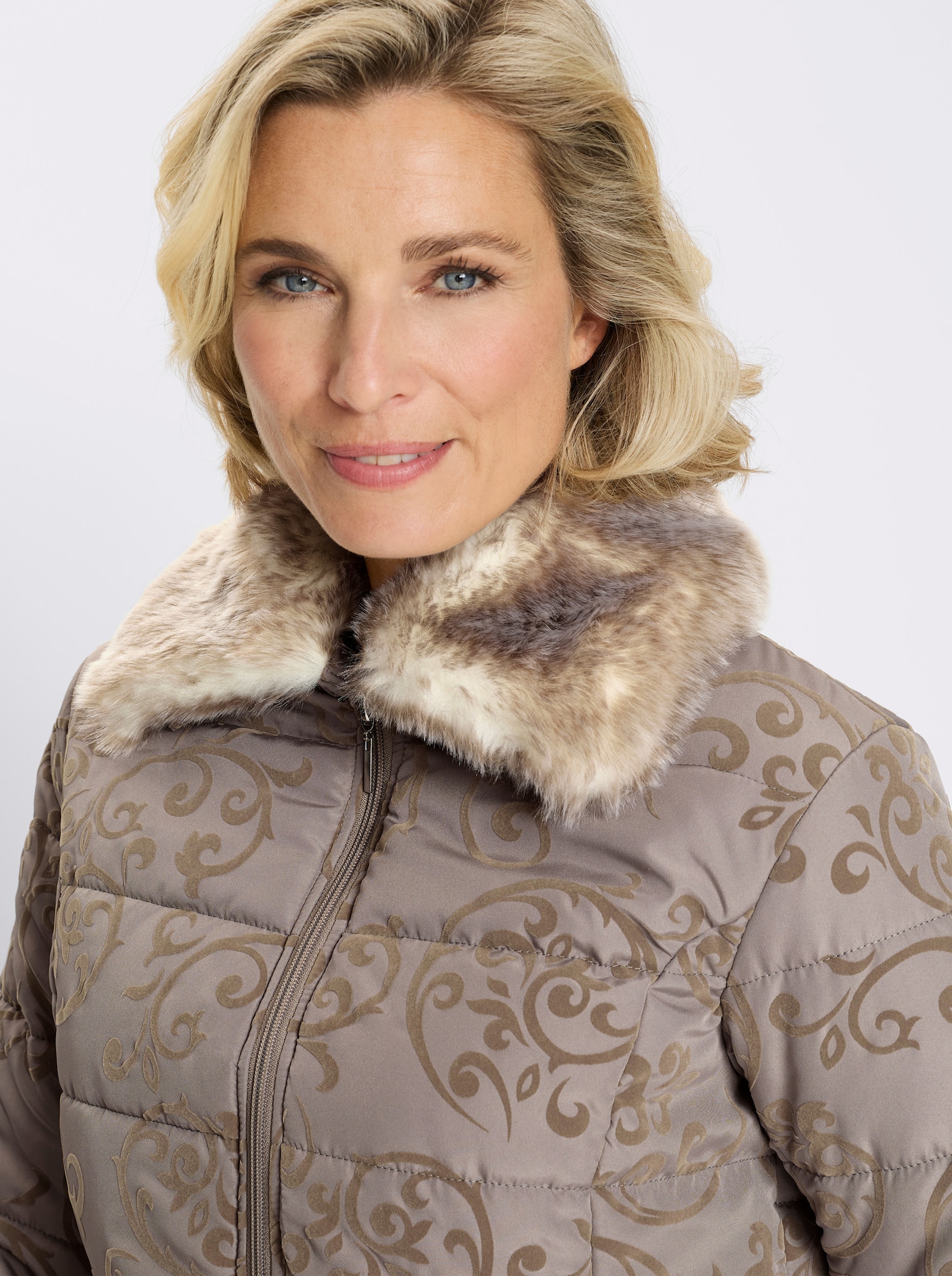 Jacke mit Flock-Print - taupe