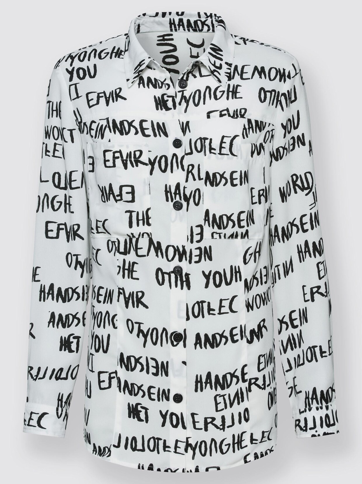 Druckbluse - weiß-schwarz-bedruckt