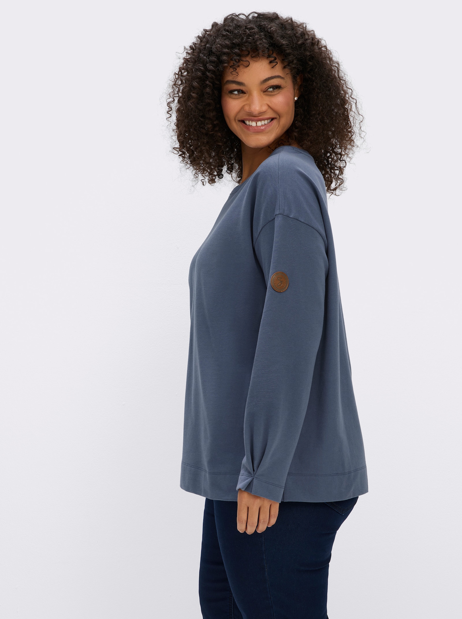 sheego Sweatshirt in Oversize-Form - rauchblau