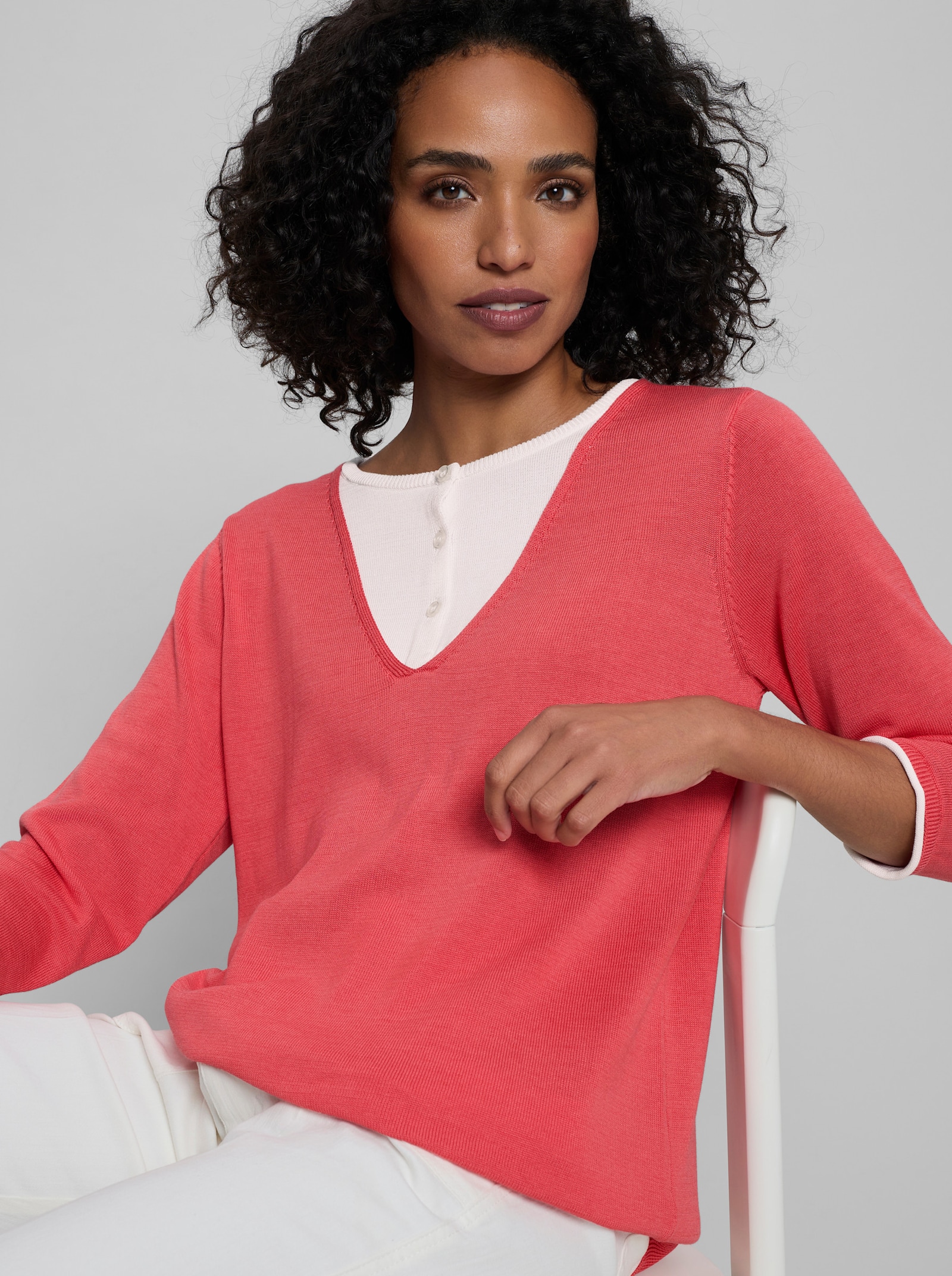 heine Pullover in 2-in-1-Optik - koralle